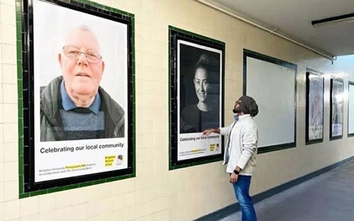 Kingston University MA photography students transform Tolworth station into portrait exhibition of local community  