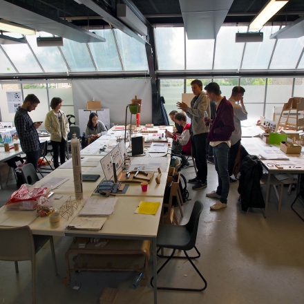 Students at work in one of the design studios